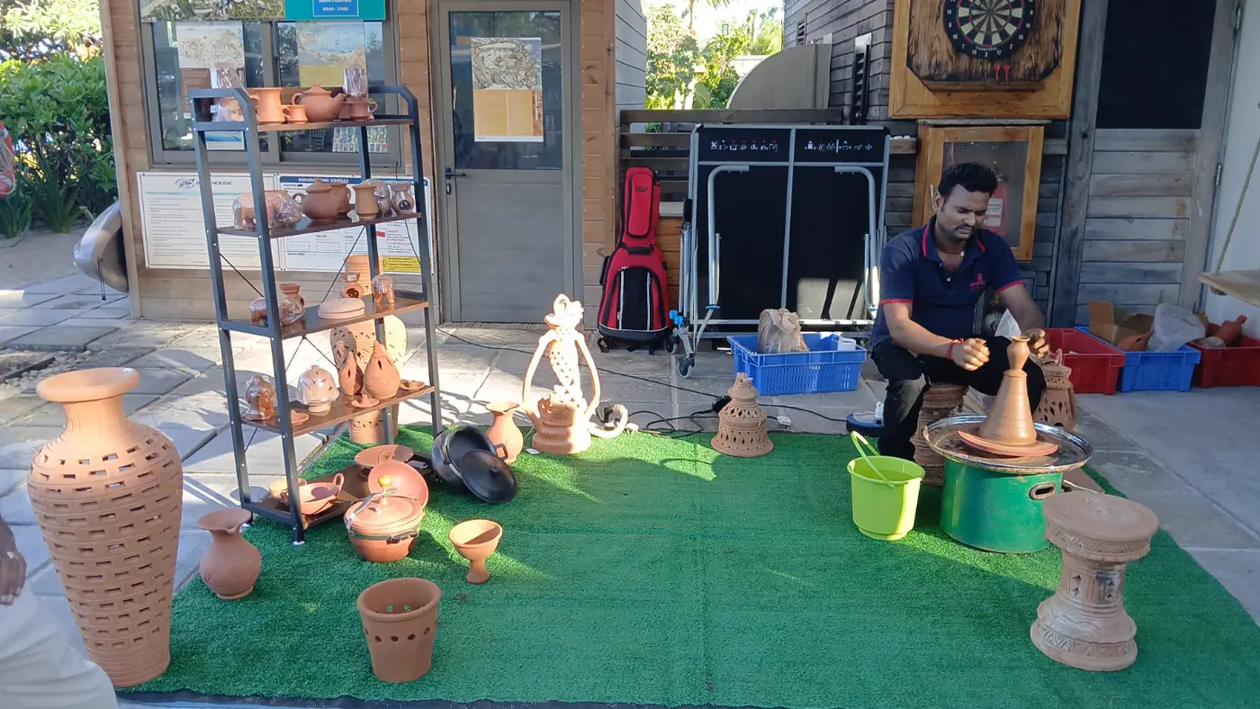 Ram Pottery artisan ceramic display at Azuri Mauritius